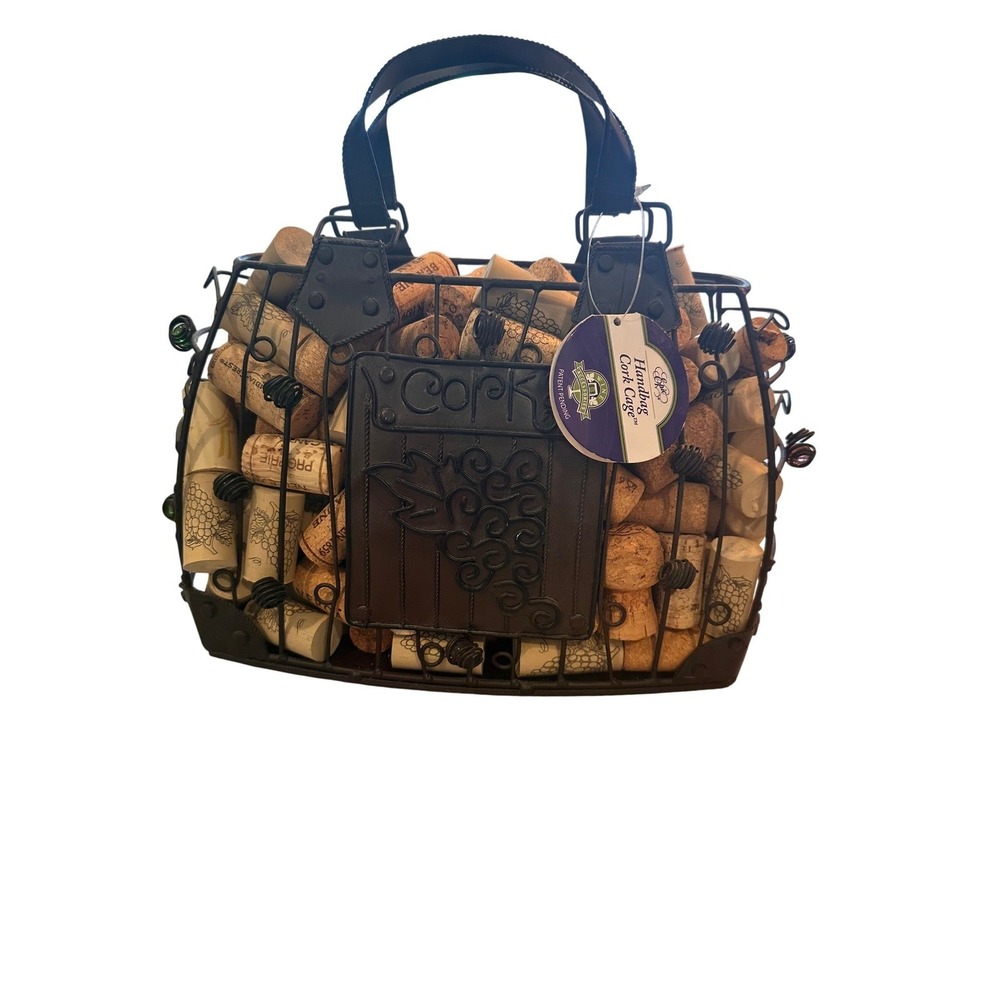 Epic Products Handbag Cork‎ Cage Metal Wine Cork Holder Decorative Basket Bronze